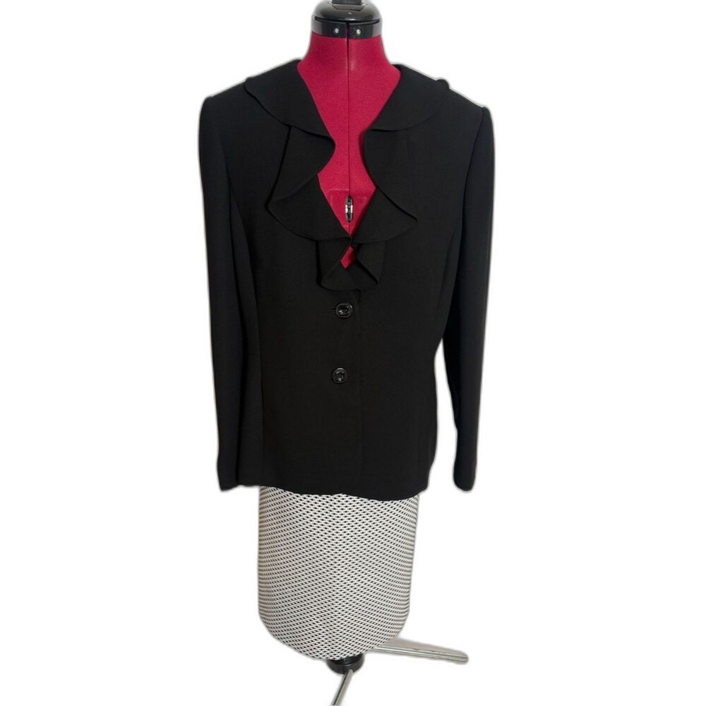 Preston & York Skirt Suit Women Size 14 Black & White 2-Piece Set Blazer & Skirt